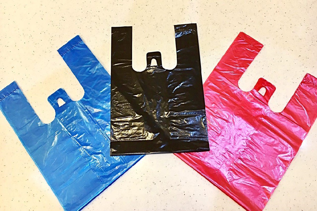 Long handle plastic shopping bags